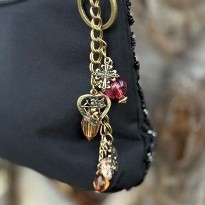 NEW Crimson Crosses Handmade Bag Charm Keychain One of a Kind Crystal Accessory